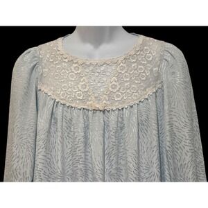 Vintage Christian DIOR Womens Nightgown M‎ Pale Blue Lace Shiny Loungewear